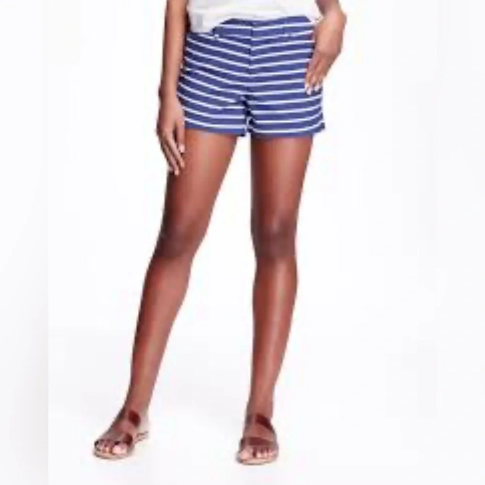 Old Navy Blue and White Striped High Waist Shorts